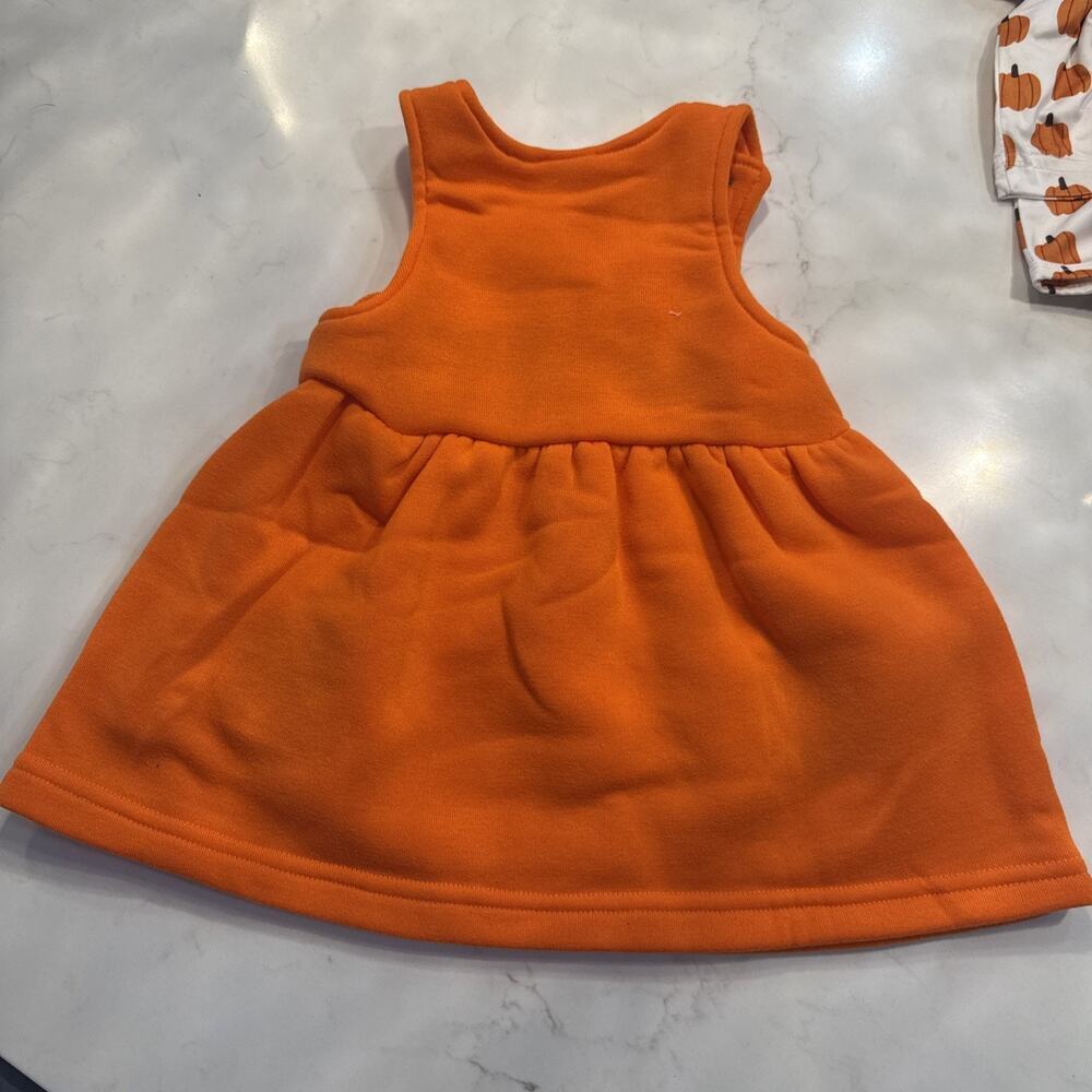 Girls Infant Orange Pumpkin My 1st Halloween Fleece Dress Size 6-12 Months - Picture 5 of 7